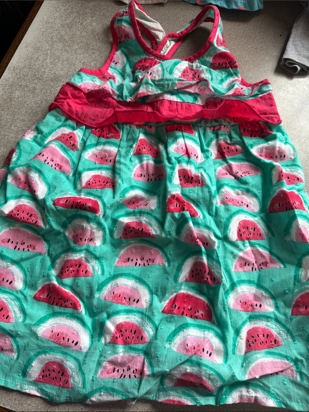 Girls Watermelon Print Sundress - Pink & Teal
